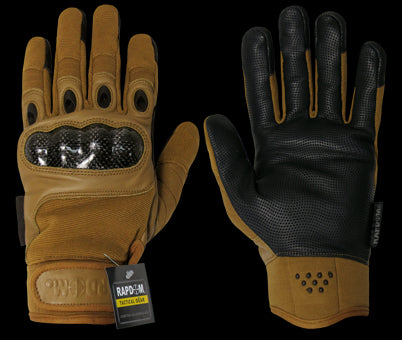 Carbon Fiber Knuckle Tactical Glove, Coyote, Medium