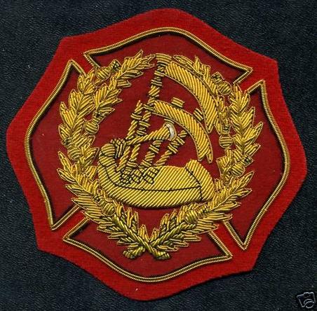 Gold Wire, PIPE MAJOR Fire Dept, Badge of Appointment