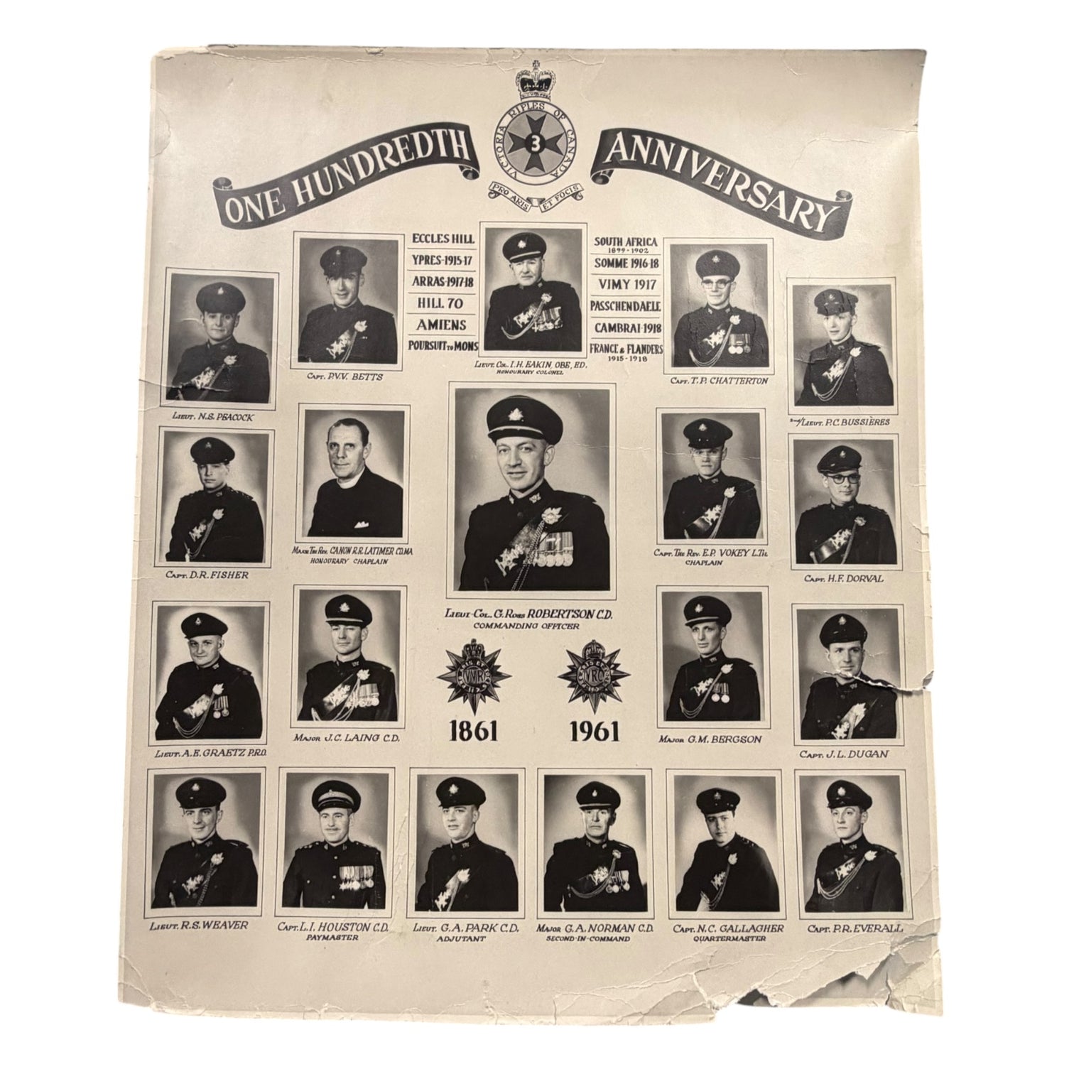 One Hundredth Anniversary Victoria Rifles of Canada Picture of Officer ...