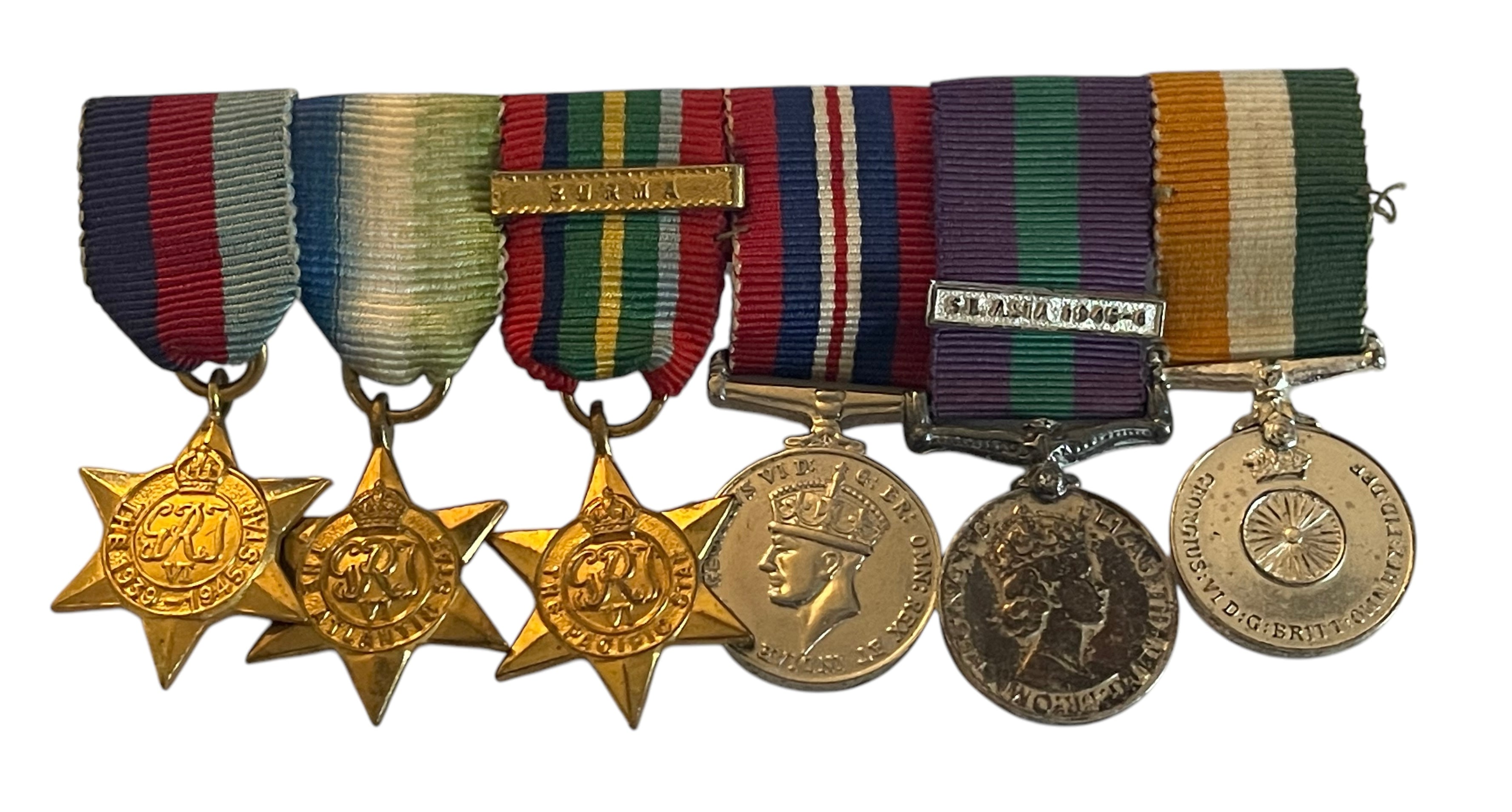 WW2 GSM and Indian Independence Medal 1947 Group of Miniature Medals ...