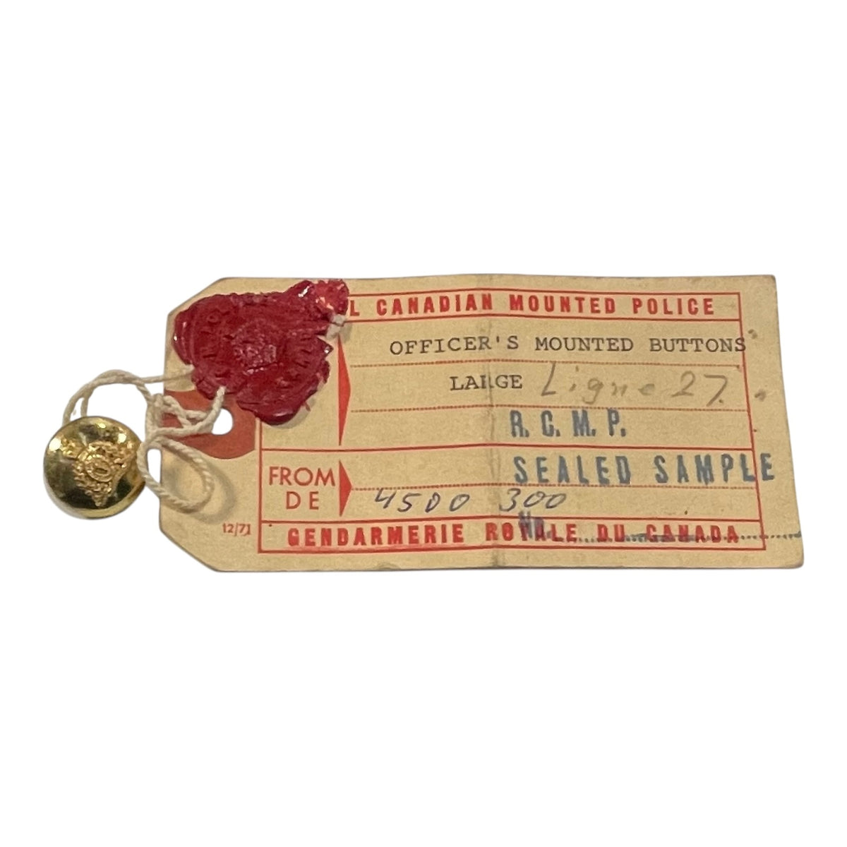 RCMP Sealed Uniform Button Sample – Marway Militaria Inc & Winnipeg ...