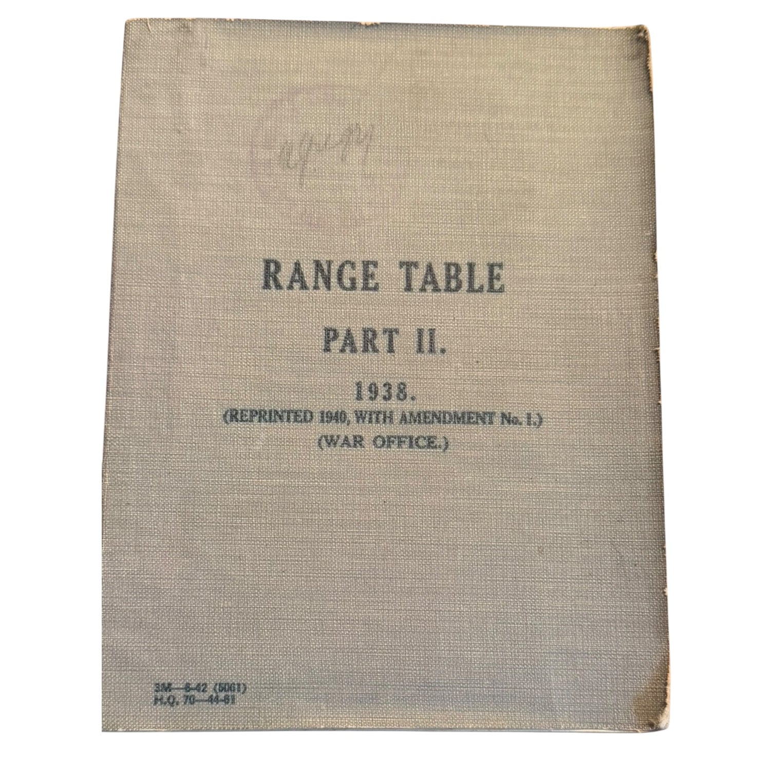 Booklet Range Table Part II – Marway Militaria Inc & Winnipeg Army Surplus