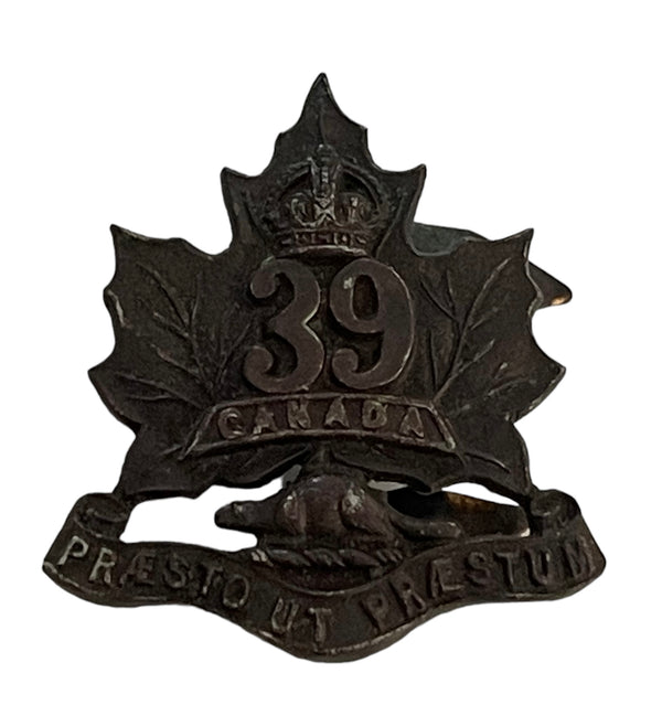 WW1 CEF 39th Battalion Collar Badge - Variation