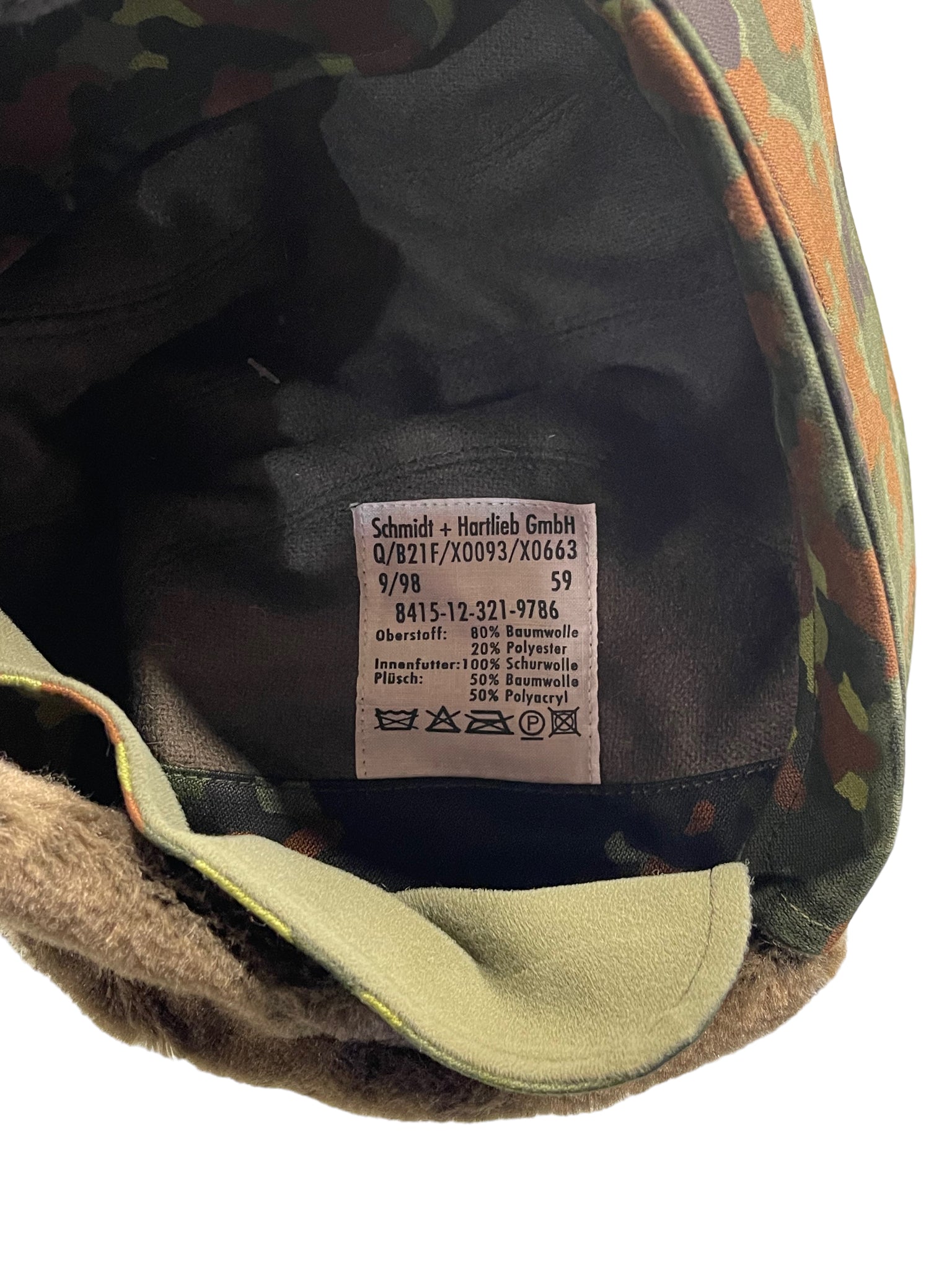 German Army Flecktarn Camo Baseball Cap - Genuine Military Hat, Size 59cm
