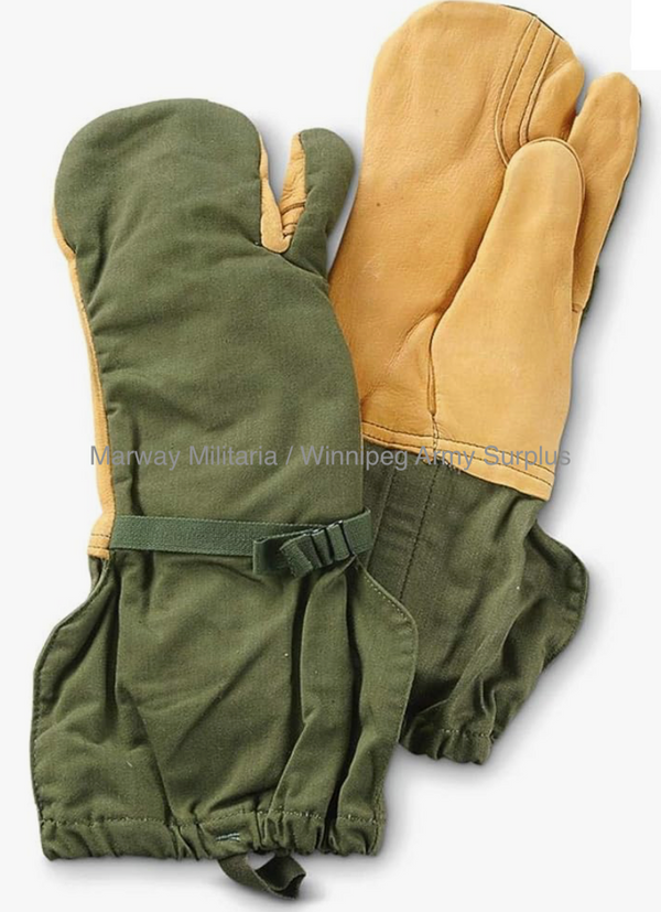 US Military G.I. Leather Trigger Mittens with Wool Insert