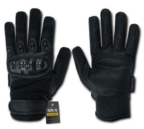 Carbon Fiber Knuckle Tactical Glove, Black, Large
