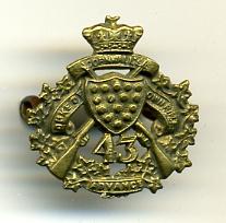 Pre WW1 43rd Regiment, Duke of Cornwall's Own Rifles Collar Badge