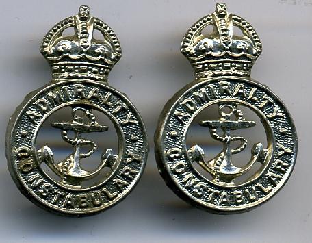 Admiralty Constabulary Collar Badge Pair