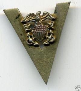 WW2 USA NAVY Sweetheart Pin V for Victory STERLING
