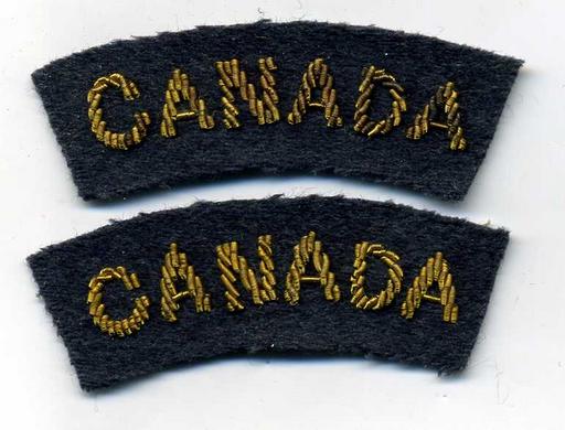 RCAF, Gold Wire, "CANADA" Nationality Shoulder Title Pair