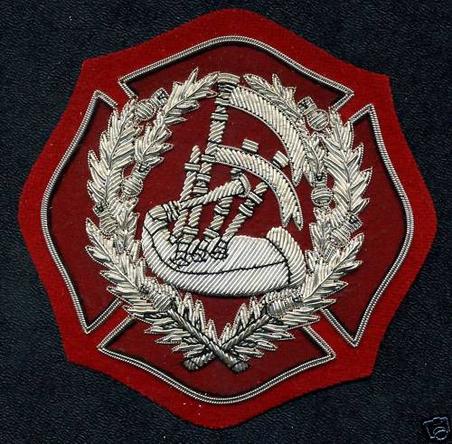 Silver Wire, PIPE MAJOR Fire Dept, Badge of Appointment
