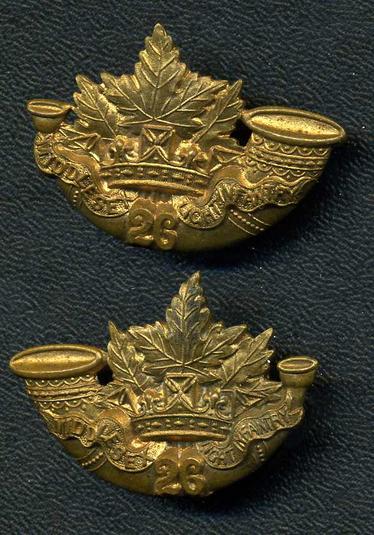 Pre WW1, 26th Regiment Collar Badge Pair