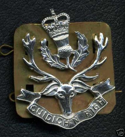 British: Queen's Own Highlanders Cap Badge, Anodised