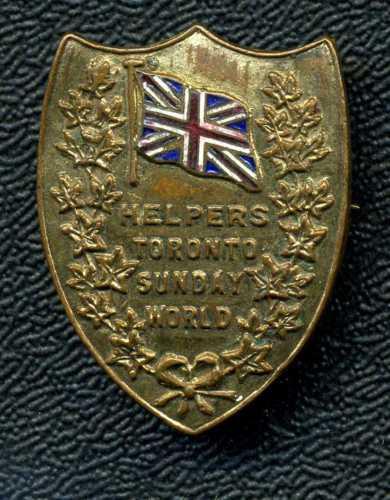 Helpers Toronto Sunday World Pin. Enamel Union Jack