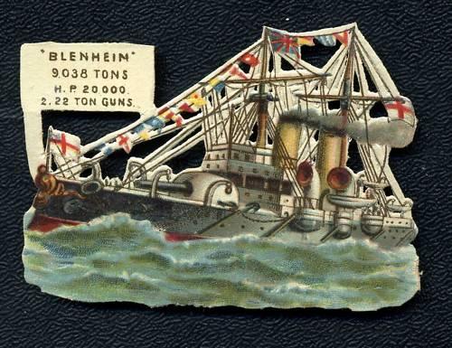 Circa 1890's HMS Blenheim Crusier Embossed Card
