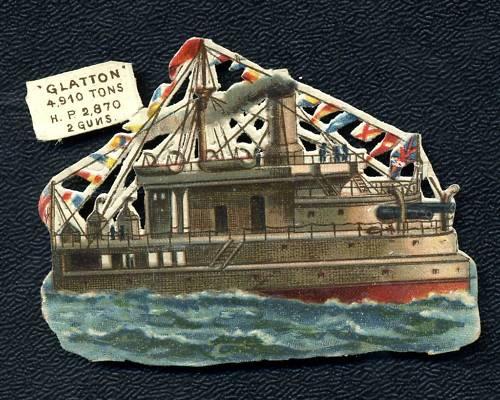 Circa 1890's HMS Glatton, Turret Ship Embossed Card