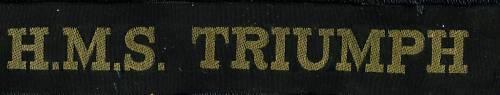 British Navy: H.M.S TRIUMPH Cap Tally Ribbon