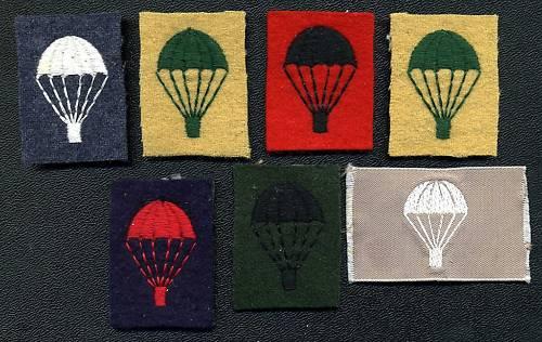Group of 7, Parachute square Patches from the UK (Para)