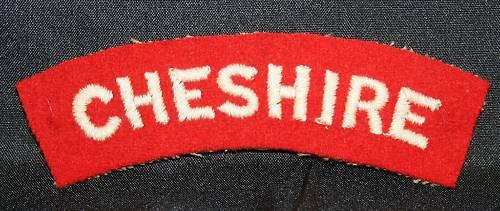 British Army: CHESHIRE Regiment Cloth Shoulder Title