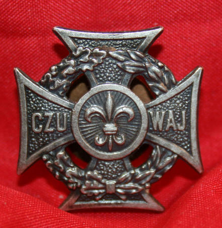 POLISH Boy Scout Pin CZU WAJ Cross design