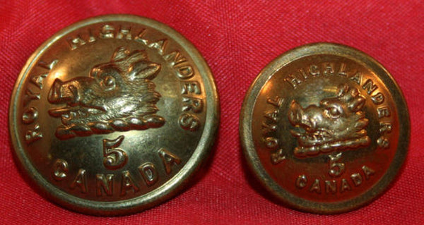 5th ROYAL HIGHLANDERS of Canada 1906-1934 Button Lot