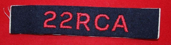WW2, 22 RCA Royal Cdn Artillery Cloth Shoulder Flash
