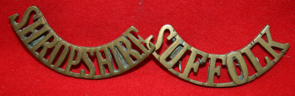 British Army: Suffolk Regiment and Shropshire Regiment Shoulder Title Lot