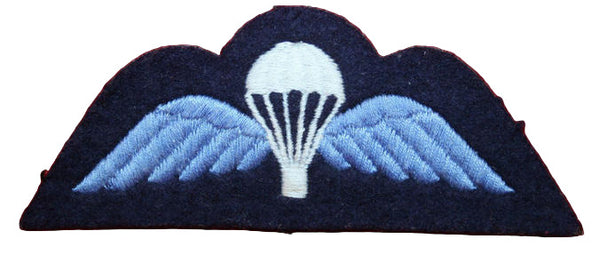 British Parachute Cloth Wing:Light Blue wings on blue with White Chute RAF ISSUE