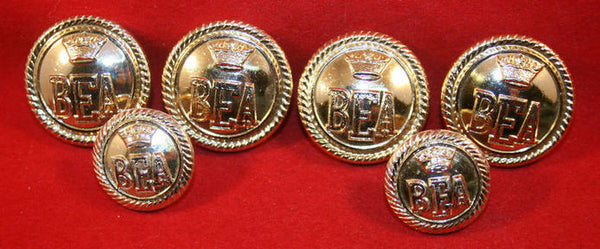 Lot of 6, British European Airways BEA Uniform Buttons