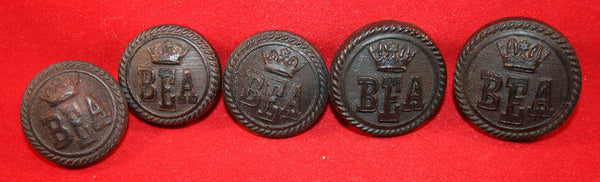 Lot of 5, British European Airways BEA Uniform Buttons