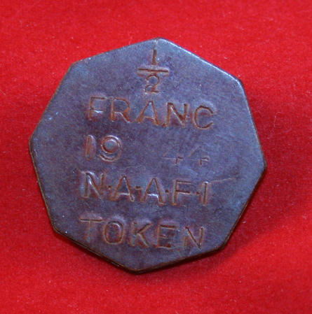WW2, 1944 NAAFI 1/2 Franc Token