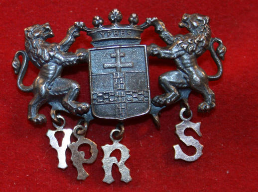 WW1 era YPRES Silver & Gold Souvenir Pin.