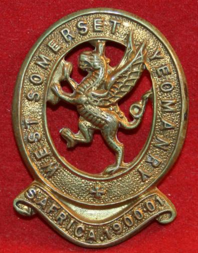 British Army: West Somerset Yeomanry Collar badge - S A AFRICA 1900-01 Banner