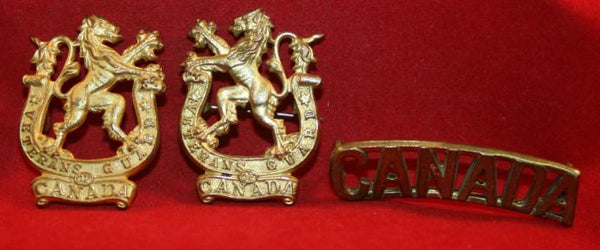Canadian VETERANS GUARD OFFICER'S Collar Badge Pair & Title