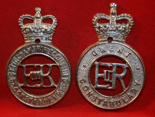 Lot of 2, British Police Cap Badges, NOTTINGHAM COMBINED & GWENT Constabulary
