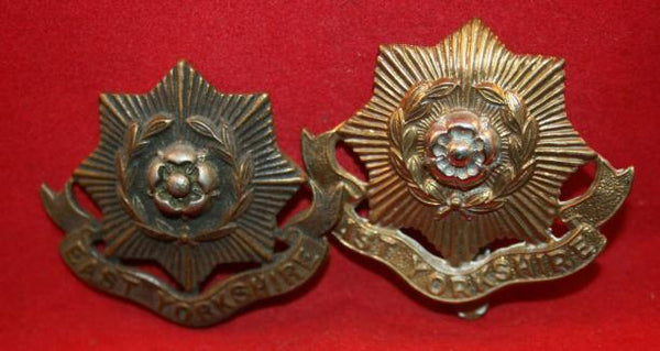 British Army: East Yorkshire Regiment Cap Badge, Lot of 2