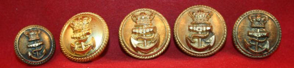 ROYAL NAVY General Service Uniform Button Lot. Victorian Crown. - lot of 5