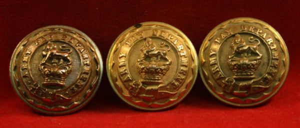 The ARMY PAY DEPARTMENT Uniform Button Lot. 1878-1920. Victorian Crown.