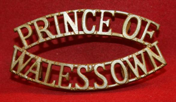 British, PRINCE OF WALES'S OWN Brass Shoulder Title