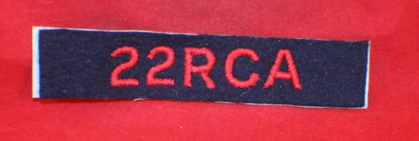 WW2, 22 RCA, Cloth Title Royal Canadian Artillery