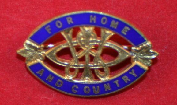 WW2 era FOR HOME AND COUNTRY W.I.O. Women's Institute members pin maker  BIRKS.