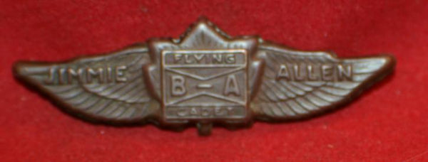 Jimmie ALLEN Flying Club, FLYING CADET Pin. BA OIL Company