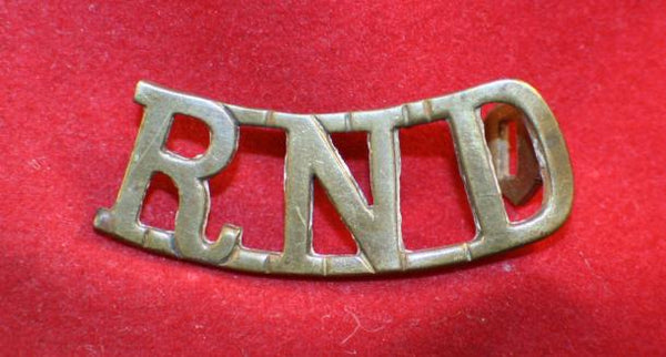 R N D, Royal Naval Division Metal Shoulder Title