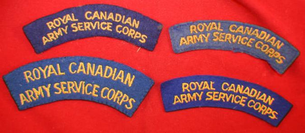 RCASC, Royal Canadian Army Service Corps Cloth Shoulder Flash Lot.