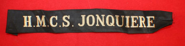 HMCS Jonquiere Cap Tally. Canadian Navy H.M.C.S.