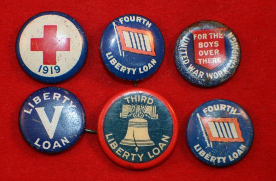 Lot of 6, USA WW1era, VICTORY BOND, Liberty Loan, War Work Pins