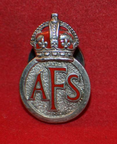 British, AFS, Auxiliary Fire Service Members Pin Badge, Numbered STERLING SILVER
