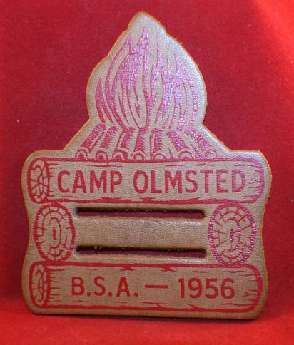 Camp Olmsted B.S.A. 1956 Leather Flash / Patch . Boy Scouts of America