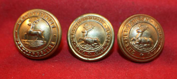 British, Bedfordshire & Hertfordshire Regiment & Hertfordshire Uniform Buttons