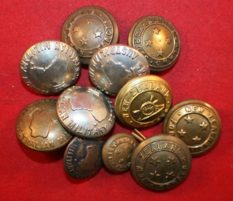 Lot of 11, Australian Military Forces & New Zealand Forces Uniform Buttons